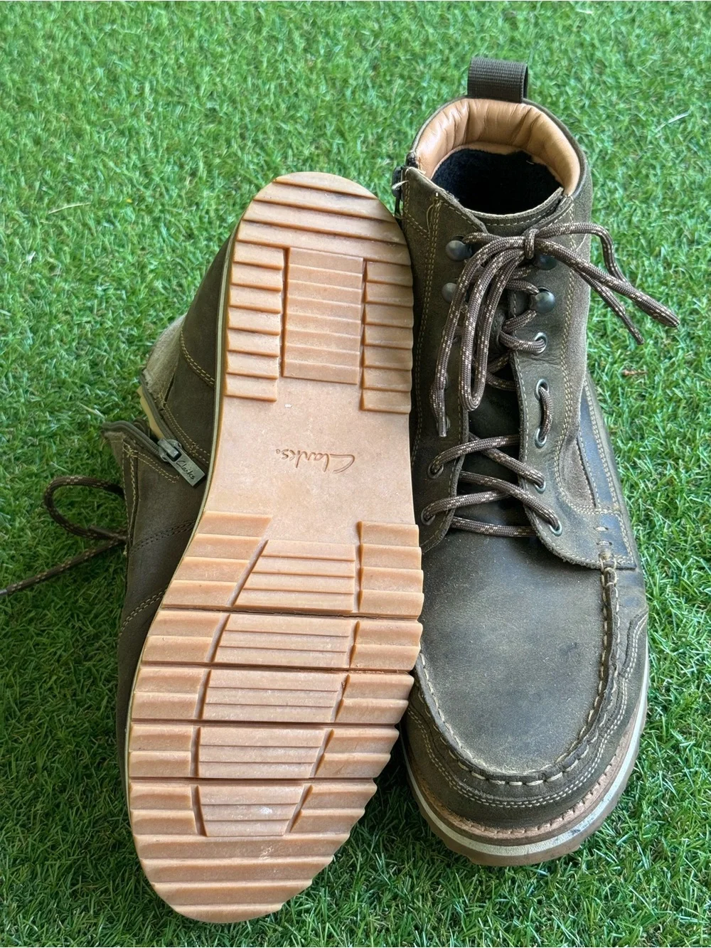 Men's Brown Lace-Up Moc Toe Work Boots